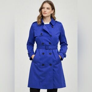 Calvin Klein Blue Trench Coat Double Breasted – Missing Belt – Women’s